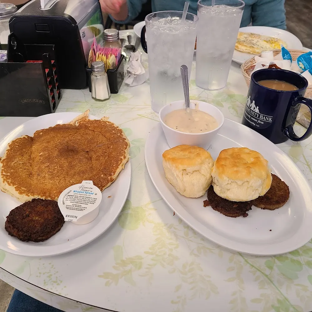 Pancake and Sausage with Biscuit Gravy and Sausage